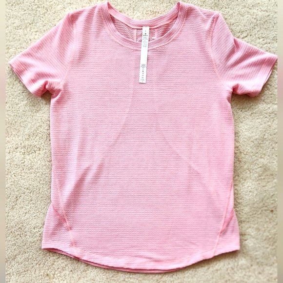 lululemon athletica Tops - Lululemon Long Distance Short Sleeve Sweat Wick Lightweight Workout Pink 4